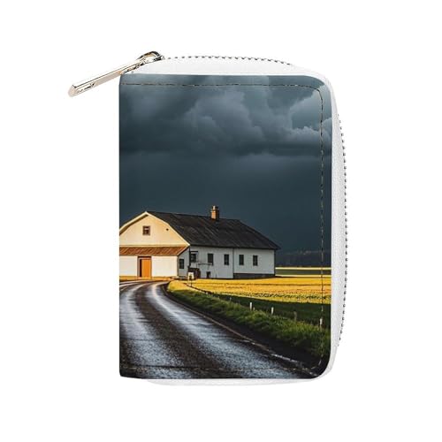 FHESDCW Rural Roads Kartenetui für Herren und Damen, Leder, Kreditkartenetui mit 20 Kartenfächern, kleine Geldbörse mit Reißverschluss FHESDCW Rural Roads Kartenetui für Herren und Damen, Leder, Kreditkartenetui mit 20 Kartenfächern, kleine Geldbörse mit Reißverschluss von FHESDCW