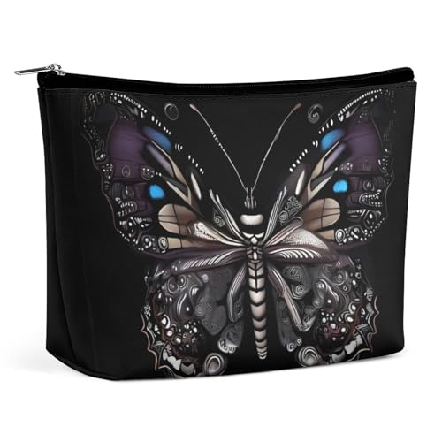 FHESDCW Science Make-up-Tasche mit Schmetterlings-Motiv für Damen, PU-Leder, wasserdicht, Kosmetiktasche mit Reißverschluss, tragbarer Reise-Make-up-Organizer FHESDCW Science Make-up-Tasche mit Schmetterlings-Motiv für Damen, PU-Leder, wasserdicht, Kosmetiktasche mit Reißverschluss, tragbarer Reise-Make-up-Organizer von FHESDCW