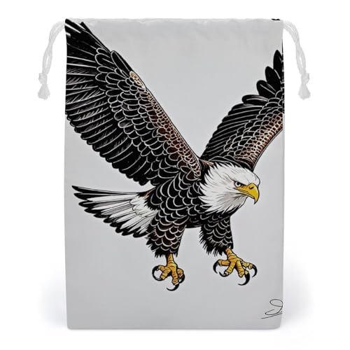 FHESDCW Sketch of Bald Eagle Diving Drawstring Bag Canvas, Reusable Travel Jewelry Pouches, Washable Storage Bags for Gift, Candy, Cosmetics, Stil:, 1 Count (Pack of 1) von FHESDCW