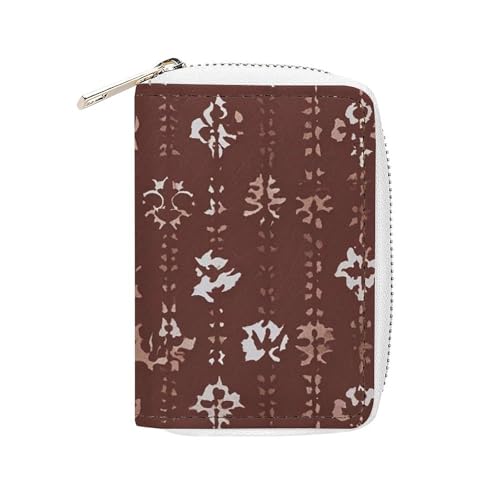 FHESDCW Southwest Kartenetui aus Rindsleder für Herren und Damen, Kreditkartenetui aus Leder mit 20 Kartenfächern, kleine Geldbörse mit Reißverschluss von FHESDCW