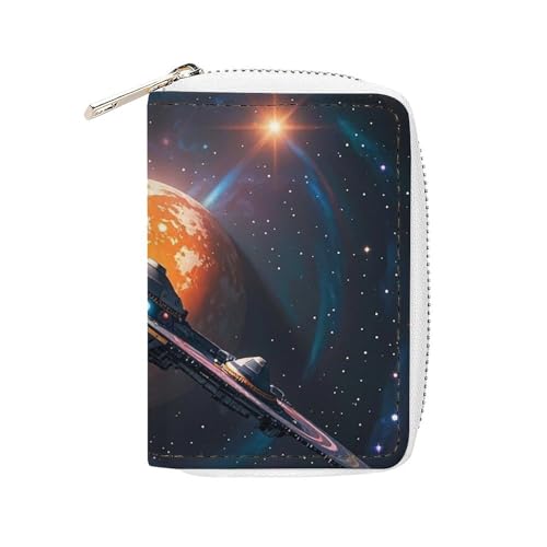 FHESDCW Spaceship Kartenetui für Herren und Damen, Leder, Kreditkartenetui mit 20 Kartenfächern, kleine Geldbörse mit Reißverschluss FHESDCW Spaceship Kartenetui für Herren und Damen, Leder, Kreditkartenetui mit 20 Kartenfächern, kleine Geldbörse mit Reißverschluss von FHESDCW
