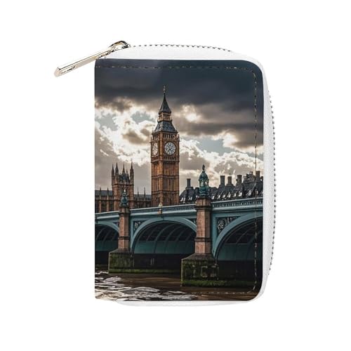 FHESDCW Stormy And Gloomy Weather Kartenetui für Herren und Damen, Leder, Kreditkartenetui mit 20 Kartenfächern, kleine Geldbörse mit Reißverschluss von FHESDCW