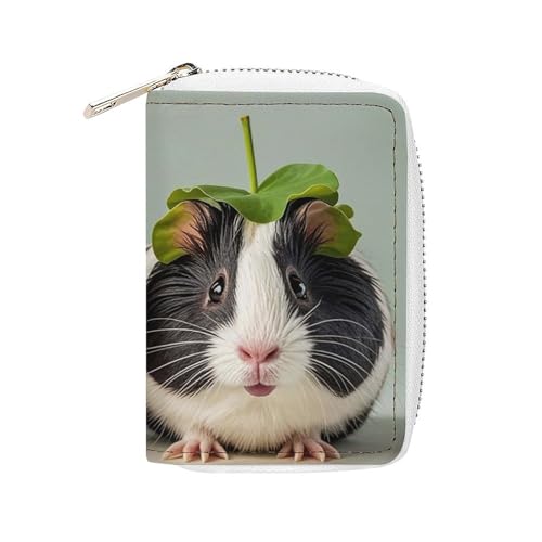 FHESDCW Süßes Guinea-Kartenetui für Männer und Frauen, Leder-Kreditkartenetui mit 20 Kartenfächern, kleine Geldbörse mit Reißverschluss von FHESDCW