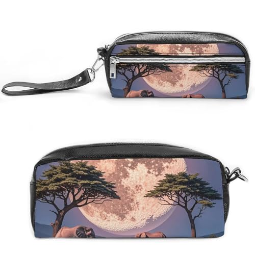 FHESDCW The Elephant Walks Federmäppchen mit großem Fassungsvermögen und Reißverschluss, wasserdichte Kosmetiktasche für Reisen, Vintage-Leder-Federmäppchen für Damen und Herren FHESDCW The Elephant Walks Federmäppchen mit großem Fassungsvermögen und Reißverschluss, wasserdichte Kosmetiktasche für Reisen, Vintage-Leder-Federmäppchen für Damen und Herren von FHESDCW