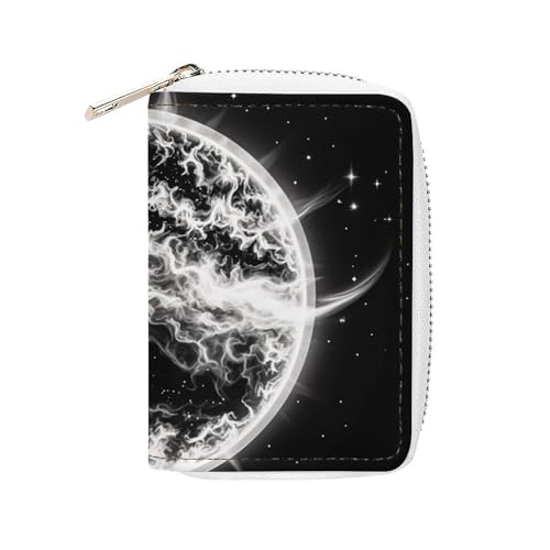 FHESDCW The Mysterious Burning of The Sun Kartenetui für Herren und Damen, Leder, Kreditkartenetui mit 20 Kartenfächern, kleine Geldbörse mit Reißverschluss von FHESDCW