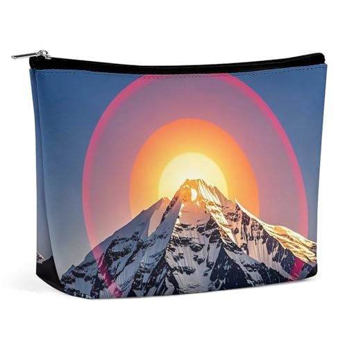FHESDCW The Sun Make-up-Tasche für Damen, PU-Leder, wasserdicht, Kosmetiktasche mit Reißverschluss, tragbarer Reise-Make-up-Organizer von FHESDCW