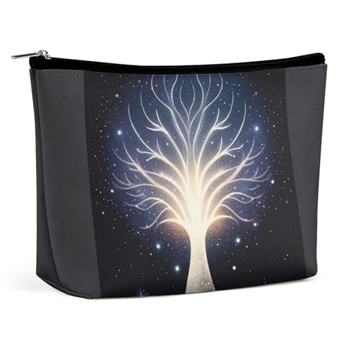 FHESDCW The Tree of Psychic Life Make-up-Tasche für Damen, PU-Leder, wasserdicht, Kosmetiktasche mit Reißverschluss, tragbarer Reise-Make-up-Organizer von FHESDCW