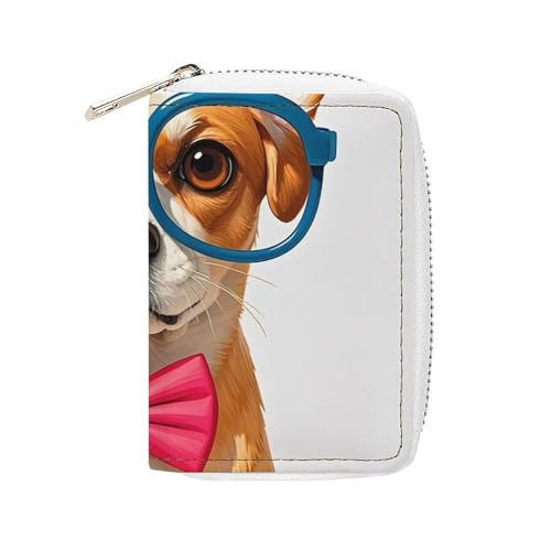 FHESDCW Weiche Fliege für Haustiere, übergroße Brillenkartenhalter für Männer und Frauen, Leder-Kreditkartenetui mit 20 Kartenfächern, kleine Geldbörse mit Reißverschluss von FHESDCW