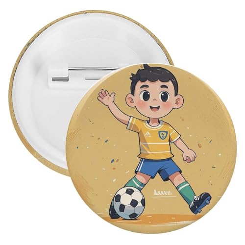 Fußball-Abzeichen Metall Runde Pins Leichte Brosche für Rucksack Mode Button Pins Abzeichen für Hemden Jacken Schal Mantel Unisex, 5 Stück, Weißblech, Runde Metallnadeln von FHESDCW