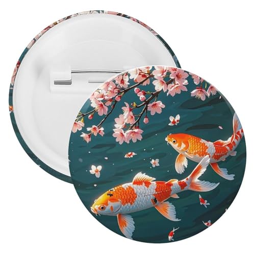 Glücksbringer-Abzeichen Metall Runde Pins Leichte Brosche für Rucksack Mode Button Pins Abzeichen für Hemden Jacken Schal Mantel Unisex, 12PCS, Weißblech, Runde Metallnadeln von FHESDCW