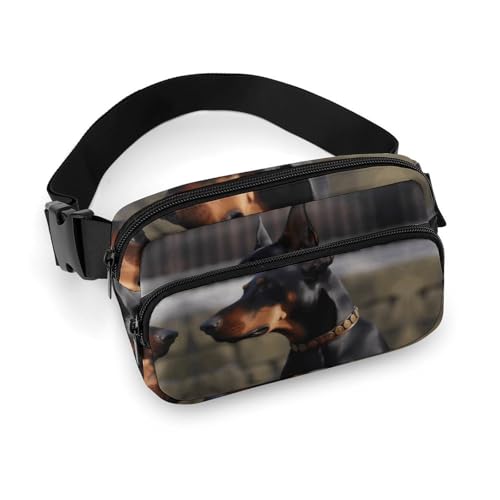 Gürteltasche für Herren und Damen, Dobermann, leichte Hüfttasche, voll bedruckt, mit verstellbarem Gurt, für Laufen, Wandern, Reisen, Stil, 20 x 13 cm, Stil:, 20x13cm von FHESDCW