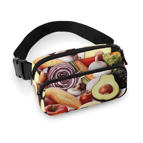 Gürteltasche für Männer und Frauen, gesunde Lebensmittel, leichte Hüfttasche, voll bedruckt, mit verstellbarem Gurt, für Laufen, Wandern, Reisen, Stil, 20 x 13 cm, Stil:, 20x13cm von FHESDCW