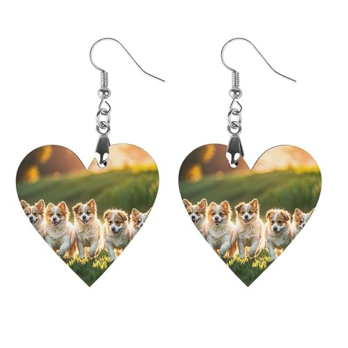 Happy Little Dog Holz-Ohrringe für Damen, Vintage, eleganter Holzschmuck, leichte Ohrringe für Hochzeit, Party, Alltag, Schmuckgeschenk, Apricot shaped, Holz, Holz Happy Little Dog Holz-Ohrringe für Damen, Vintage, eleganter Holzschmuck, leichte Ohrringe für Hochzeit, Party, Alltag, Schmuckgeschenk, Apricot shaped, Holz, Holz von FHESDCW