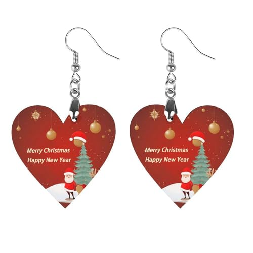 Holzohrringe mit Aufschrift "Merry Christmas and Happy New Year" für Damen, eleganter Vintage-Schmuck, leichte Ohrringe für Hochzeit, Party, Alltagsschmuck, Love, Holz, Holz Holzohrringe mit Aufschrift "Merry Christmas and Happy New Year" für Damen, eleganter Vintage-Schmuck, leichte Ohrringe für Hochzeit, Party, Alltagsschmuck, Love, Holz, Holz von FHESDCW