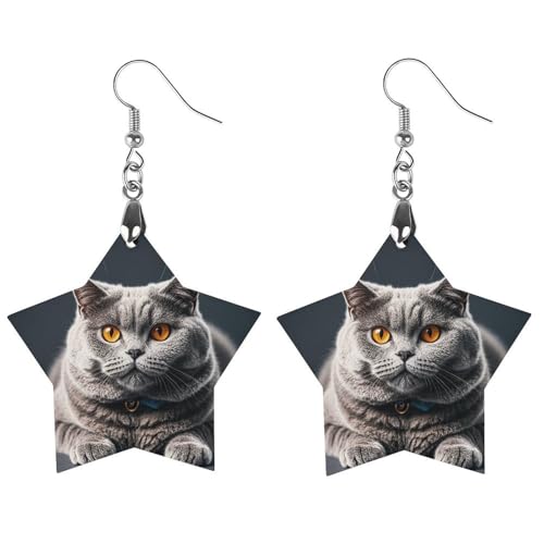 Holzohrringe mit grauer Katze liegend für Frauen, eleganter Vintage-Holzschmuck, leichte Ohrringe für Hochzeit, Party, Alltagsschmuck, Apricot shaped, Holz, Holz Holzohrringe mit grauer Katze liegend für Frauen, eleganter Vintage-Holzschmuck, leichte Ohrringe für Hochzeit, Party, Alltagsschmuck, Apricot shaped, Holz, Holz von FHESDCW
