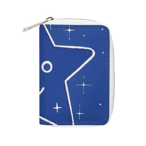 Interessantes Kartenetui mit Sternmotiv für Männer und Frauen, Leder-Kreditkartenetui mit 20 Kartenfächern, kleine Geldbörse mit Reißverschluss von FHESDCW