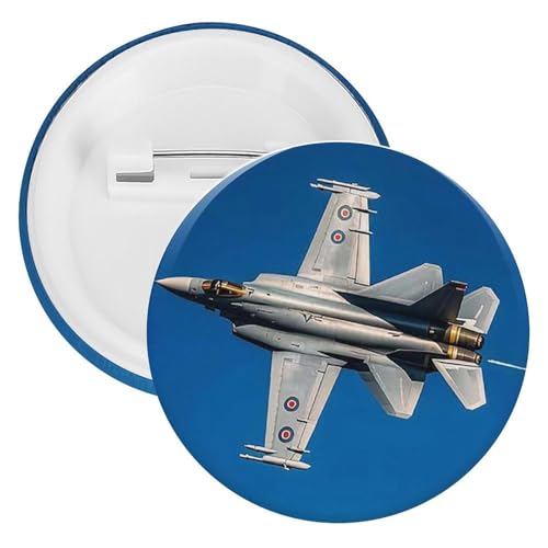 Jet Fighter Abzeichen Metall Runde Pins Leichte Brosche für Rucksack Mode Button Pins Abzeichen für Hemden Jacken Schal Mantel Unisex, 5 Stück, Weißblech, Runde Metallnadeln von FHESDCW