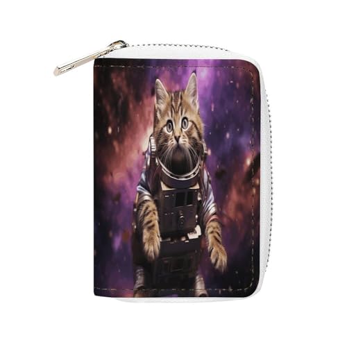 Leder-Kartenetui mit Katzenmotiv und 20 Kartenfächern, schlankes Design, 16 x 11,5 cm, Stil:, 16x11.5cm von FHESDCW