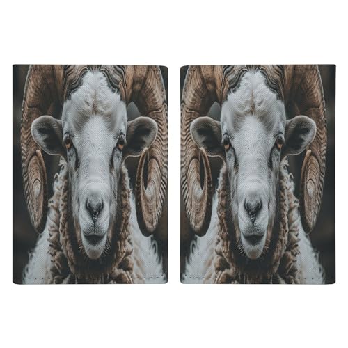 Longhorn Ram Bilder-Reisepasshülle aus Leder, minimalistische Reisepasshülle, Reisebrieftasche, Reisepassbuchhalter für Damen und Herren, Stil, 20,3 x 13,8 cm, Stil:, 20.3x13.8cm von FHESDCW