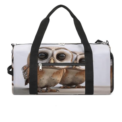 Lustiger Turnbeutel mit Eulen-Motiv für Männer und Frauen, große Wochenendtasche, Handgepäck, Reisetasche mit Schuhfach für Workout, Stil, Einheitsgröße, Stil:, Einheitsgröße von FHESDCW