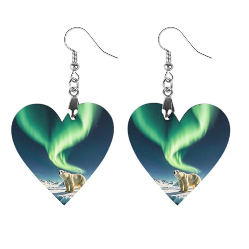 Northern Lights Eisbär-Holzohrringe für Damen, Vintage, eleganter Holzschmuck, leichte Ohrringe für Hochzeit, Party, Alltag, Schmuckgeschenk, Star, Holz, Holz Northern Lights Eisbär-Holzohrringe für Damen, Vintage, eleganter Holzschmuck, leichte Ohrringe für Hochzeit, Party, Alltag, Schmuckgeschenk, Star, Holz, Holz von FHESDCW