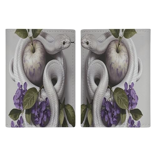 Reisepasshülle, Leder, Schlangen- und Blumenmuster, minimalistisch, Reisebrieftasche, Reisepassbuchhalter für Damen und Herren, Stil, 20,3 x 13,8 cm, Weiß, Stil:, 20.3x13.8cm von FHESDCW