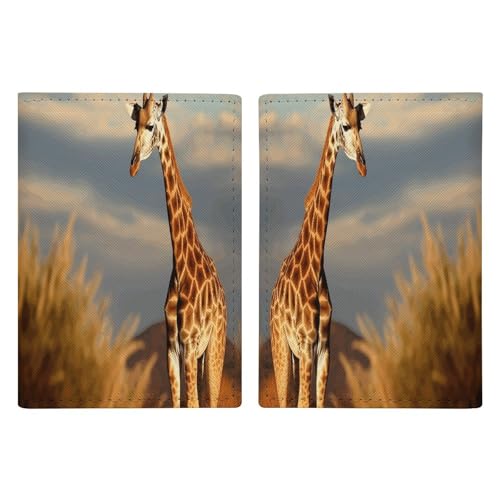 Reisepasshülle aus Leder, Motiv: Giraffe Tiere von Afrika, minimalistisch, Reisebrieftasche, Reisepassbuchhalter für Damen und Herren, Stil, 20,3 x 13,8 cm, Stil:, 20.3x13.8cm von FHESDCW