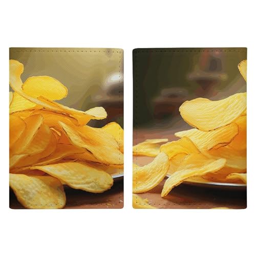 Reisepasshülle aus Leder, Motiv: Kartoffelchips, minimalistisch, Reisebrieftasche, Reisepassbuchhalter für Damen und Herren, Stil, 20,3 x 13,8 cm, Stil:, 20.3x13.8cm von FHESDCW