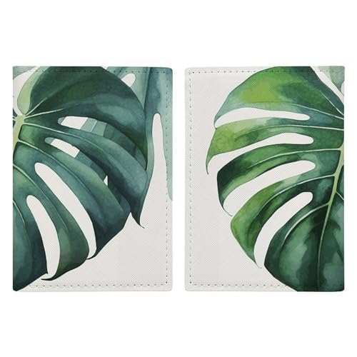 Reisepasshülle aus Leder, Motiv: Monstera-Blatt, minimalistisch, Reisebrieftasche, Reisepassbuchhalter für Damen und Herren, Stil, 20,3 x 13,8 cm, Stil:, 20.3x13.8cm von FHESDCW