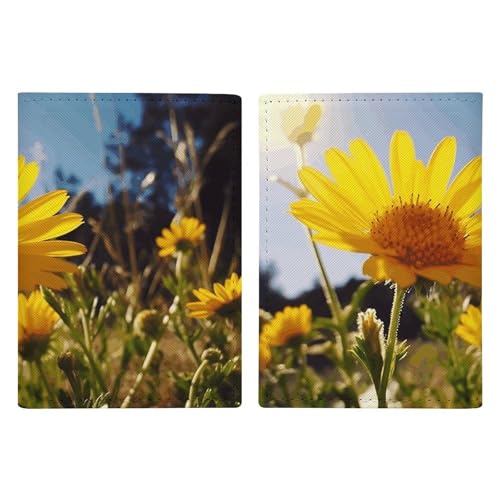 Reisepasshülle aus Leder, Motiv: gelbe Blume unter der Sonne, minimalistische Reisepasshülle, Reisebrieftasche, Reisepassbuchhalter für Damen und Herren, Stil, 20,3 x 13,8 cm, Stil:, 20.3x13.8cm von FHESDCW