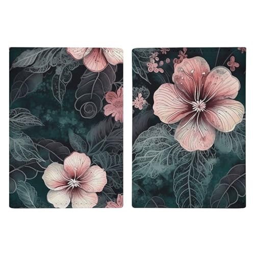 Reisepasshülle aus Leder, Motiv: grüne Blätter und Blumen, minimalistisch, Reisebrieftasche, Reisepassbuchhalter für Damen und Herren, Stil, 20,3 x 13,8 cm, Stil:, 20.3x13.8cm von FHESDCW