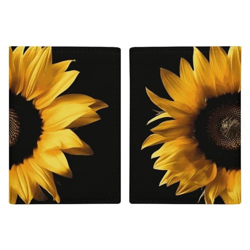 Reisepasshülle aus Leder, Sonnenblume auf schwarzem Hintergrund, minimalistische Reisepasshülle, Reisebrieftasche, Reisepassbuchhalter für Damen und Herren, Stil, 20,3 x 13,8 cm, Stil:, 20.3x13.8cm von FHESDCW