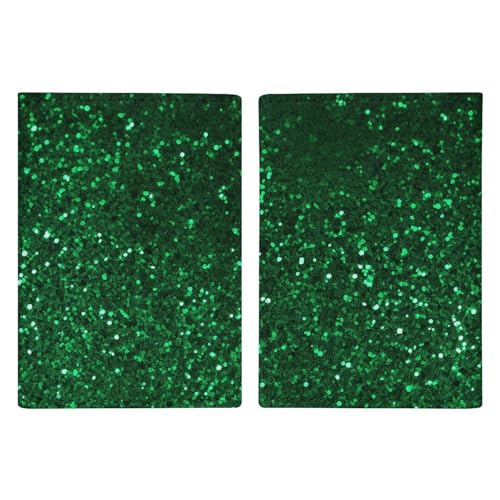 Reisepasshülle aus Leder, mit Pailletten, glitzernd, minimalistisch, Reisebrieftasche, Reisepassbuchhalter für Damen und Herren, Stil, 20,3 x 13,8 cm, Grün, Stil:, 20.3x13.8cm von FHESDCW