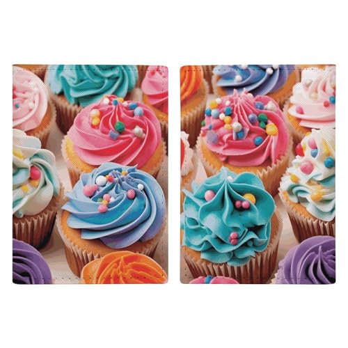 Reisepasshülle aus Leder mit Cupcake-Motiv, minimalistisch, Reisebrieftasche, Reisepassbuchhalter für Damen und Herren, Stil, 20,3 x 13,8 cm, Stil:, 20.3x13.8cm von FHESDCW