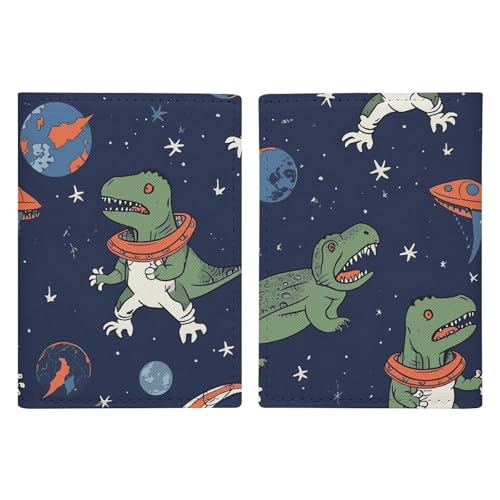 Reisepasshülle aus Leder mit lustigem Astronauten-Dinosaurier-Raketen-Design, minimalistische Reisepasshülle, Reisebrieftasche, Reisepassbuchhalter für Damen und Herren, Stil, 20,3 x 13,8 cm, Stil:, von FHESDCW