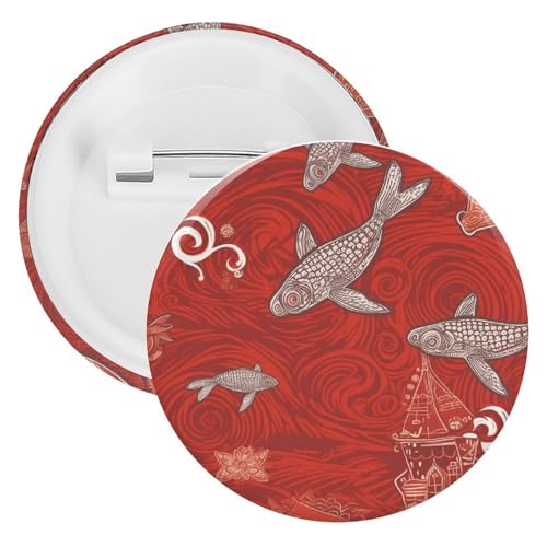 Rotes Meer Tier Abzeichen Metall Runde Pins Leichte Brosche für Rucksack Mode Button Pins Abzeichen für Hemden Jacken Schal Mantel Unisex, 5 Stück, Weißblech, Runde Metallnadeln von FHESDCW