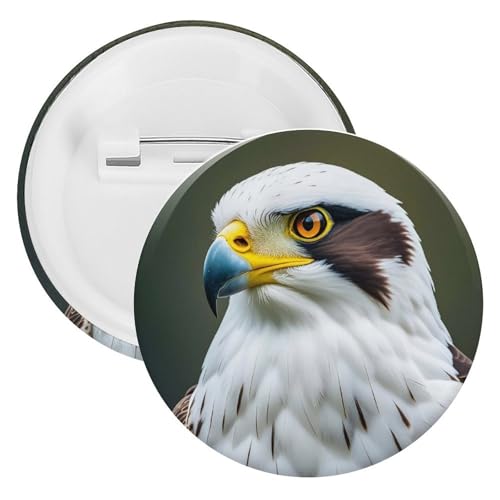 Spear Falke Weißer Adler Abzeichen Metall Runde Pins Leichte Brosche für Rucksack Mode Button Pins Abzeichen für Hemden Jacken Schal Mantel Unisex, 20PCS, Weißblech, Runde Metallnadeln von FHESDCW