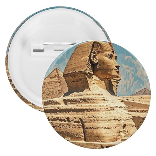 Sphinx Abzeichen Metall Runde Pins Leichte Brosche für Rucksack Mode Button Pins Abzeichen für Hemden Jacken Schal Mantel Unisex, 5 Stück, Weißblech, Runde Metallnadeln von FHESDCW