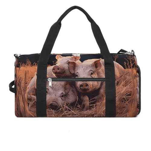Three Pigs Sleeping Gym Bag Travel Duffel Bags for Men Women Large Weekender Bags Carry On Overnight Duffle Bag with Shoe Compartment for Workout, Style, One Size, Stil:, Einheitsgröße von FHESDCW