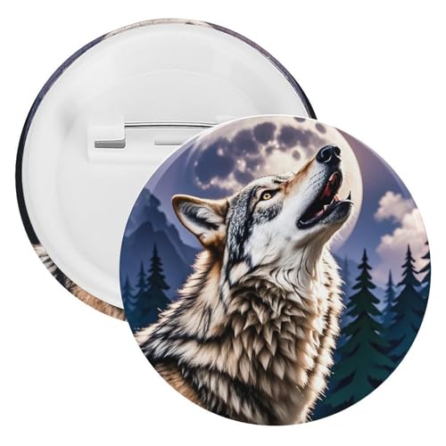 Wölfe Abzeichen Metall Runde Pins Leichte Brosche für Rucksack Mode Button Pins Abzeichen für Hemden Jacken Schal Mantel Unisex, 20PCS, Weißblech, Runde Metallnadeln von FHESDCW