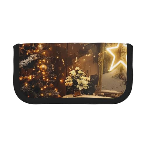 FHESDMN Federmäppchen mit Aufschrift "Merry Christmas and Happy New Year", bedruckt, großes Fassungsvermögen, Schreibwaren-Aufbewahrungstasche, Organizer für Jungen und Mädchen, Schul- und Bürobedarf von FHESDMN