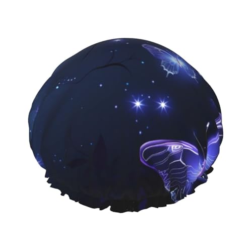 Hintergrund mit Nachtschmetterling bedruckte Duschhaube, wasserdichte Duschhaube für Frauen, wiederverwendbare Duschhut, Badekappen mit Gummiband von FHESDMN