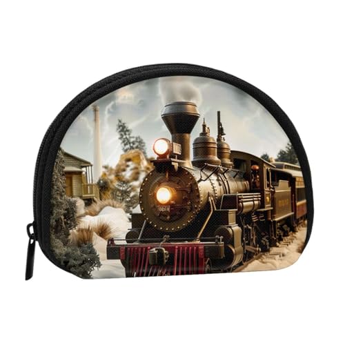 Münzgeldbörse mit Zug- und Eisenbahn-Motiv, Mini-Aufbewahrungstasche, Kosmetiktaschenhalter für Damen und Mädchen, Schwarz , Einheitsgröße, Münztasche von FHESDMN