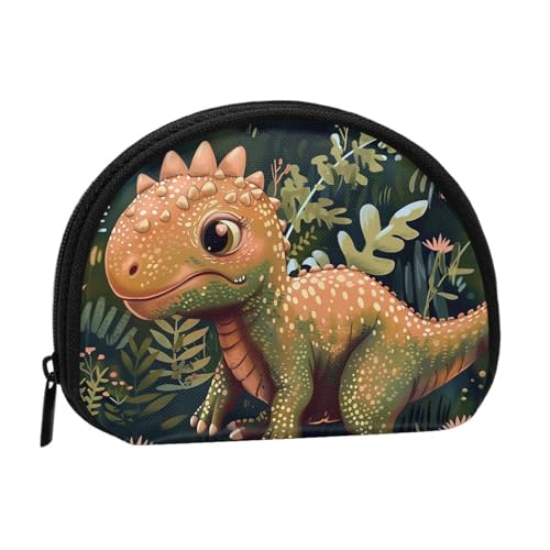 Niedliche Dinosaurier-bedruckte Münzgeldbörse, Mini-Aufbewahrungstasche, Kosmetiktaschenhalter für Damen und Mädchen, Schwarz , Einheitsgröße, Münztasche von FHESDMN