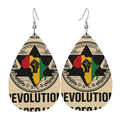 A Raised Faust Teardrop Leder Ohrringe Damen Druck Anhänger mit Haken Mode Vintage Party Alltag, Einheitsgröße, Leder A Raised Faust Teardrop Leder Ohrringe Damen Druck Anhänger mit Haken Mode Vintage Party Alltag, Einheitsgröße, Leder von FHIZOAL
