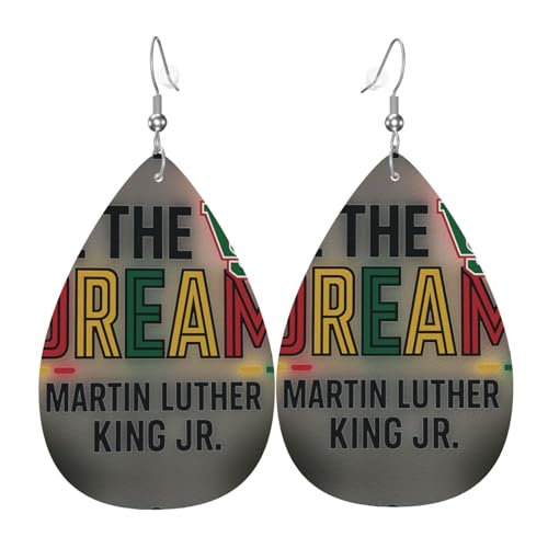 Be The Dream Teardrop Leder Ohrringe Damen Druck Anhänger mit Haken Mode Vintage Party Alltag, Einheitsgröße, Leder Be The Dream Teardrop Leder Ohrringe Damen Druck Anhänger mit Haken Mode Vintage Party Alltag, Einheitsgröße, Leder von FHIZOAL