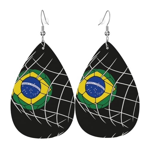 Brasilien Goals Teardrop Leder Ohrringe Damen Druck Anhänger mit Haken Mode Vintage Party Alltag, Einheitsgröße, Leder Brasilien Goals Teardrop Leder Ohrringe Damen Druck Anhänger mit Haken Mode Vintage Party Alltag, Einheitsgröße, Leder von FHIZOAL