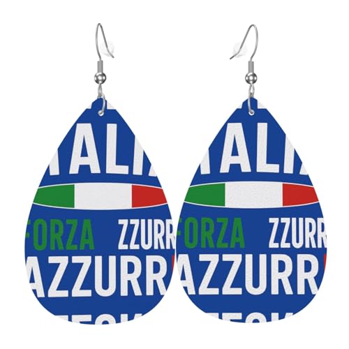 Come On, Blue Jackets Teardrop Leder Ohrringe Damen Print Anhänger mit Haken Mode Vintage Party Alltag, Einheitsgröße, Leder von FHIZOAL