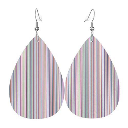 Farbige Streifen Teardrop Leder Ohrringe Damen Druck Anhänger mit Haken Mode Vintage Party Alltag, Einheitsgröße, Leder Farbige Streifen Teardrop Leder Ohrringe Damen Druck Anhänger mit Haken Mode Vintage Party Alltag, Einheitsgröße, Leder von FHIZOAL