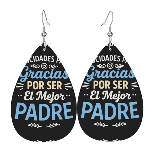 Father Appreci Teardrop Leder Ohrringe Damen Druck Anhänger mit Haken Mode Vintage Party Alltag, Einheitsgröße, Leder von FHIZOAL